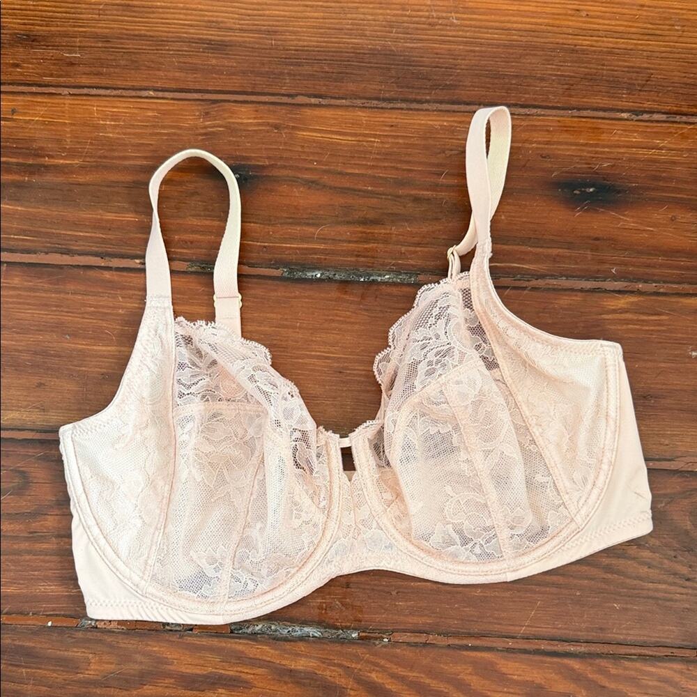 Natori sheer lace unlined underwire bra sz 34DDD